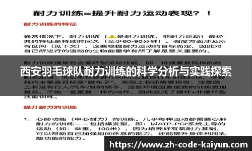 西安羽毛球队耐力训练的科学分析与实践探索